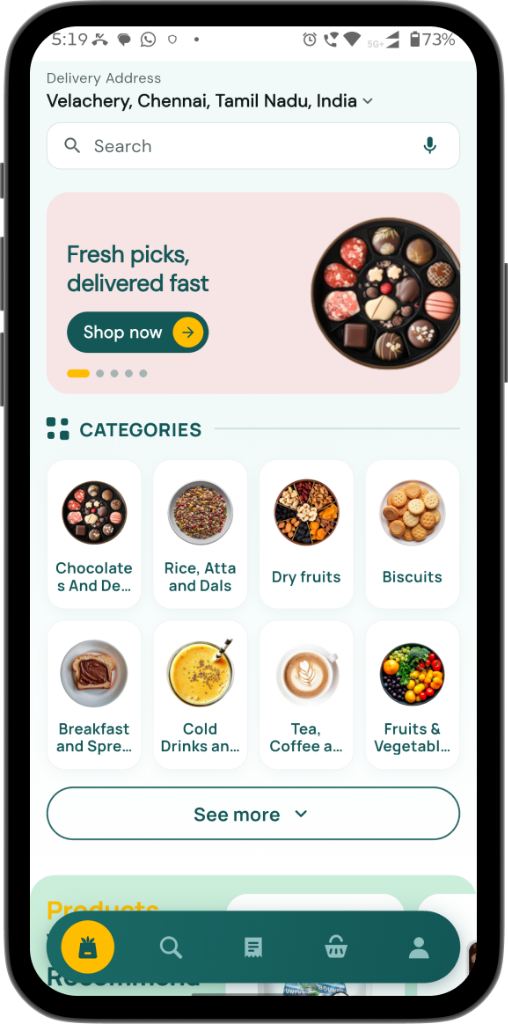 Delimart App Home Screen